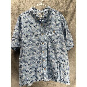 Duluth Trading Shirt Short Sleeve Men's 2X-Large 2XL Button Up Bicycles Blue